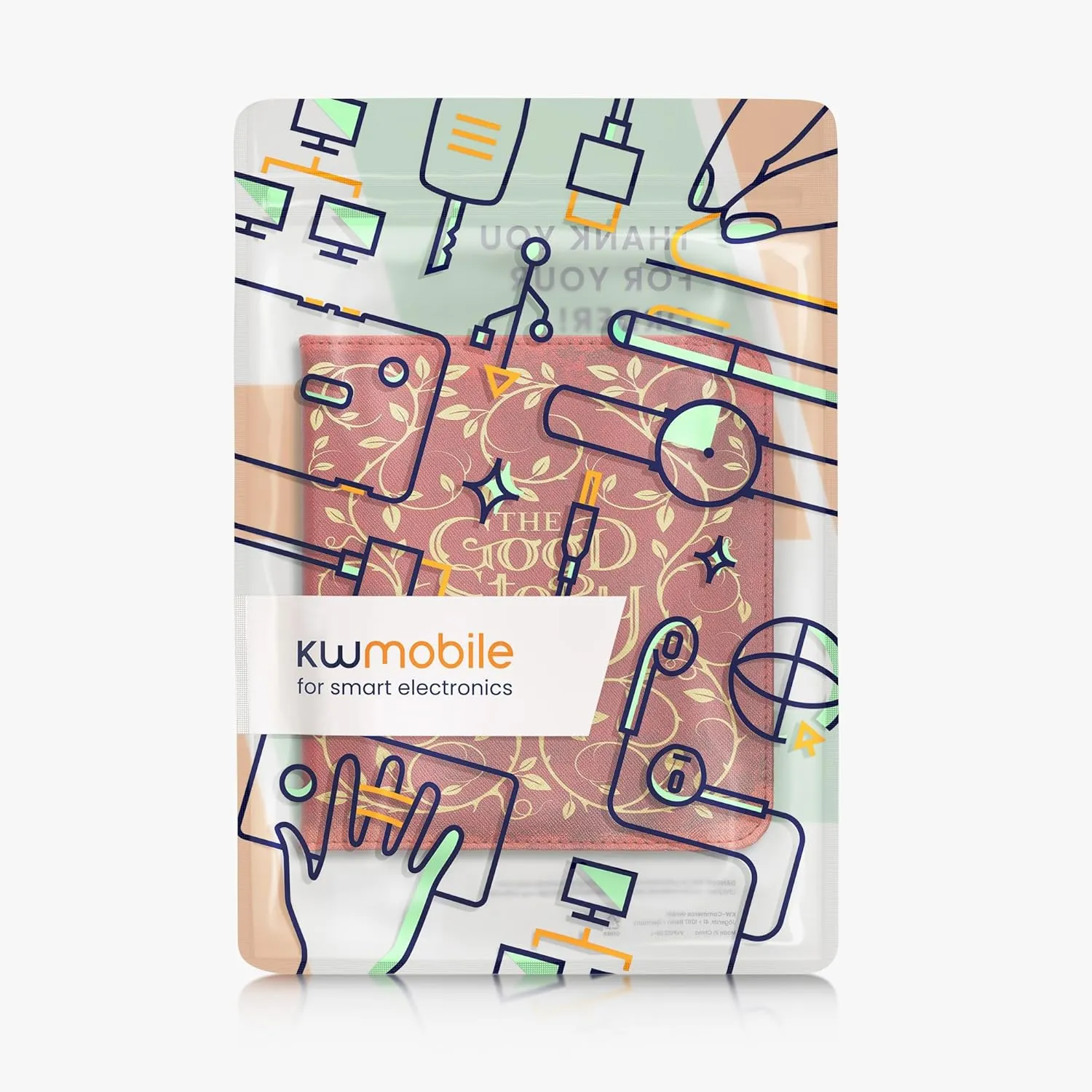 kwmobile Case Compatible with Kobo Libra Colour Case - PU Cover w/Strap - Good Story Yellow/Orange/Red