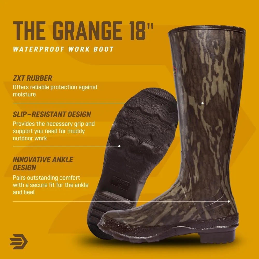 LaCrosse Grange Rubber Hunting & Work Boots for Men - Waterproof ZXT Rubber, with Adjustable Fit Strap, EVA Footbed, and Slip-Resistant Outsole