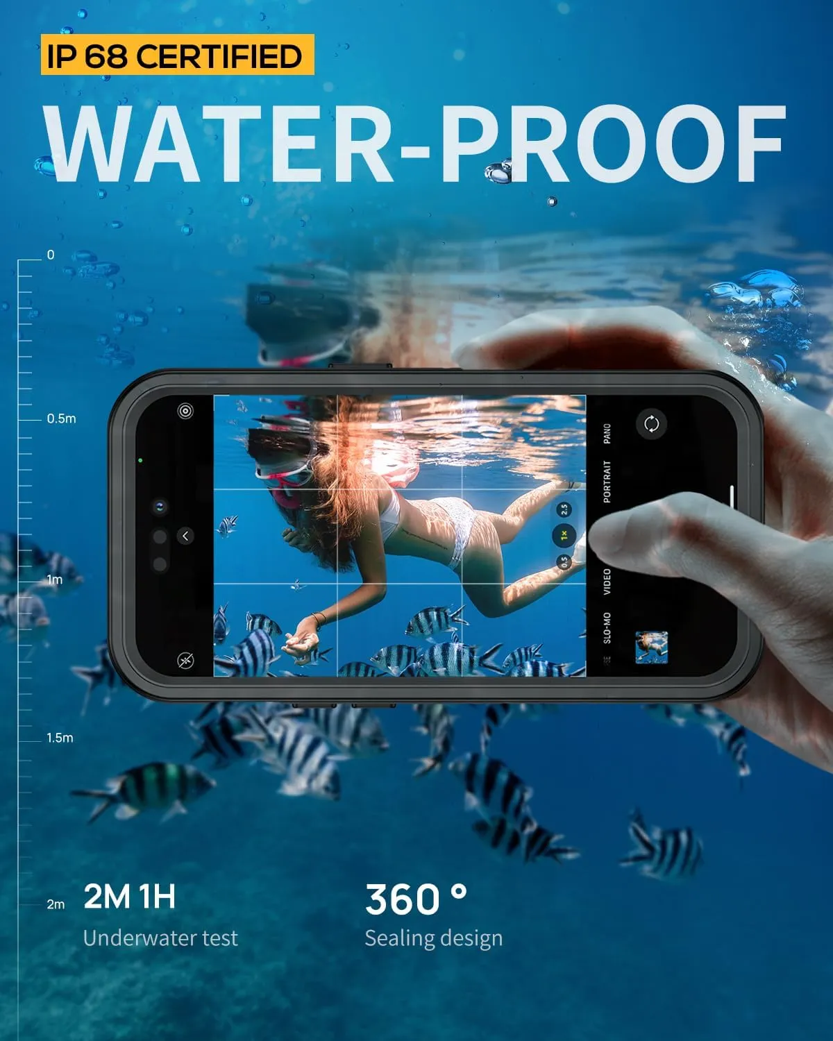 Lanhiem for iPhone 14 Pro Case with Kickstand, IP68 Waterproof Dustproof Case Built-in Screen Protector, Full Body Heavy Duty Shockproof Phone Cover for iPhone 14 Pro, 6.1 Inch (Black)