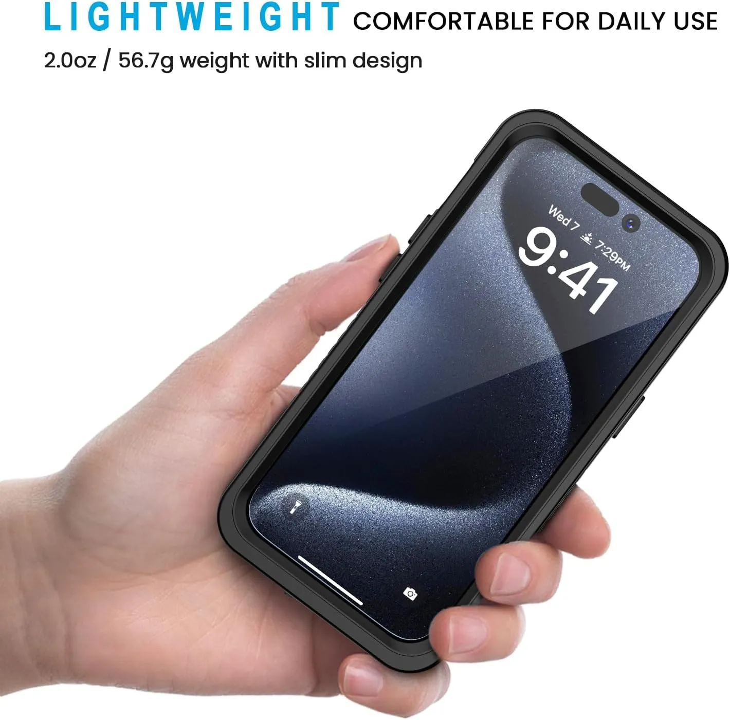 Lanhiem for iPhone 15 Pro Case, IP68 Waterproof Dustproof Shockproof Case with Built-in Screen Protector, Full Body Protective Heavy Duty Phone Case for iPhone 15 Pro - 6.1 inch (Black/Clear)