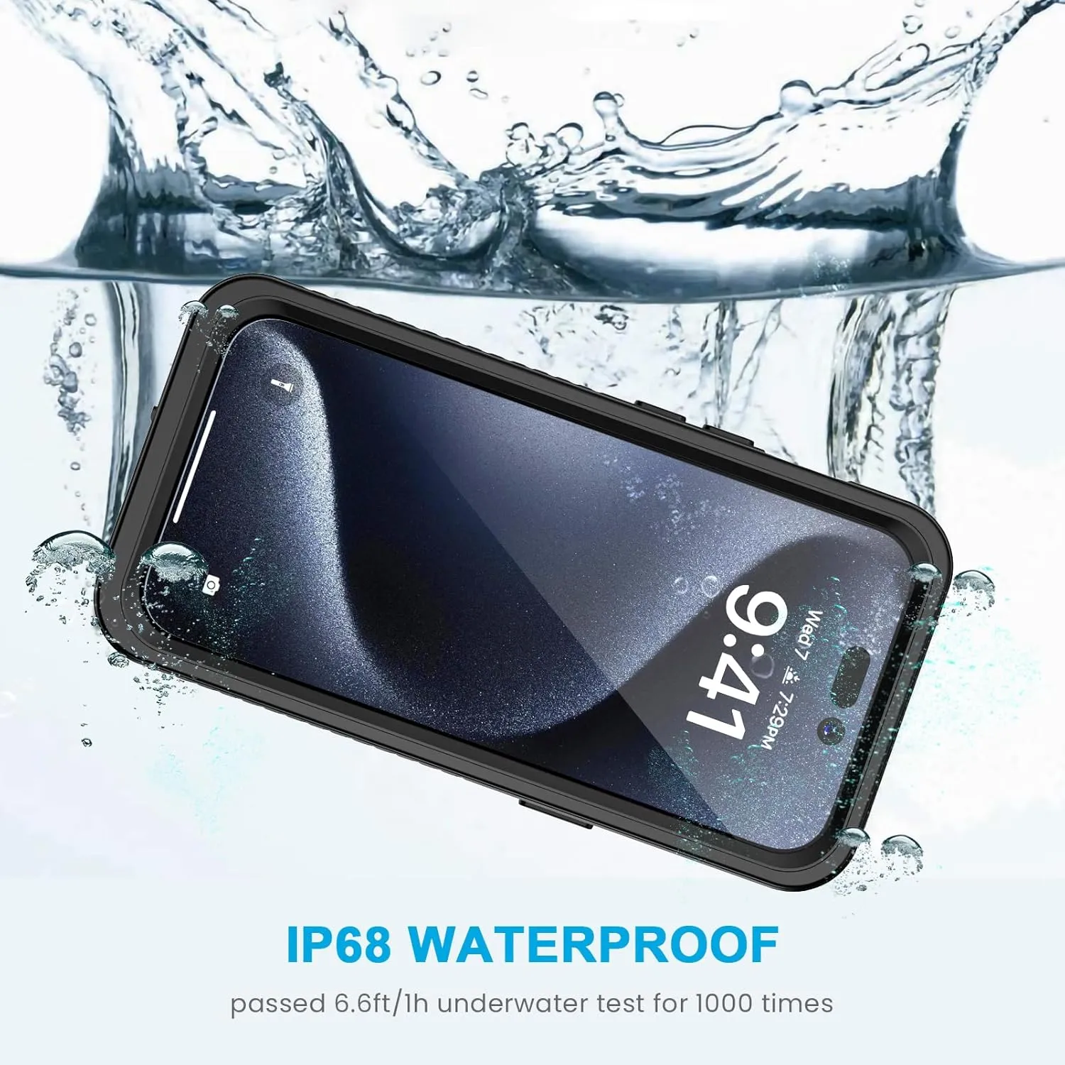 Lanhiem for iPhone 15 Pro Case, IP68 Waterproof Dustproof Shockproof Case with Built-in Screen Protector, Full Body Protective Heavy Duty Phone Case for iPhone 15 Pro - 6.1 inch (Black/Clear)
