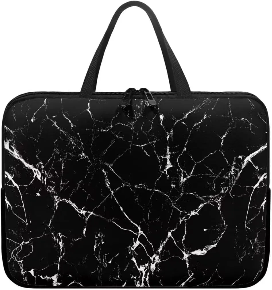Laptop Sleeve Case with Handle Black White Marble Notebook Case for Notebook Briefcase for Office,Travel,Business-12 inch