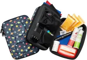 Large Diabetes Travel Case Hard Shell, Organizer for Glucose Monitor, Insulin Pen, BGL Strips, Syringe, Needles & Diabetic Supplies, Premium & Durable with Extra Compartment, Planets