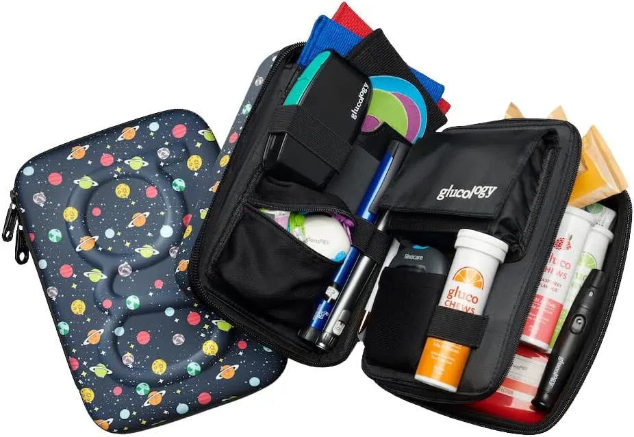 Large Diabetes Travel Case Hard Shell, Organizer for Glucose Monitor, Insulin Pen, BGL Strips, Syringe, Needles & Diabetic Supplies, Premium & Durable with Extra Compartment, Planets