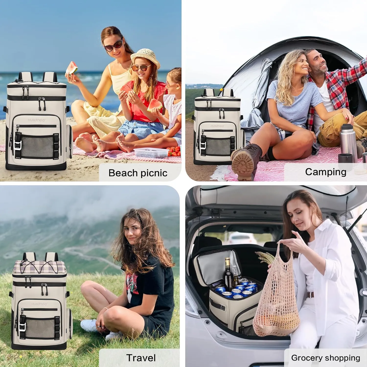 Large Waterproof Insulated Cooler Backpack for Men & Women, Leak Proof Cooler Backpack for Camping, Beach, Fishing, Picnic, Travel, Outdoor, 30L, 48Cans