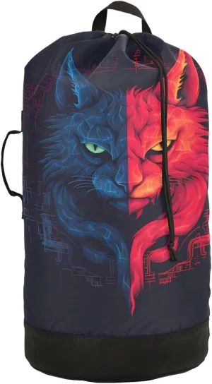Laundry Bag Backpack Waterproof Beach Bag Clothes Hamper Bag Cat Hostility Large for Travel Camping Hiking Foldable Lightweight