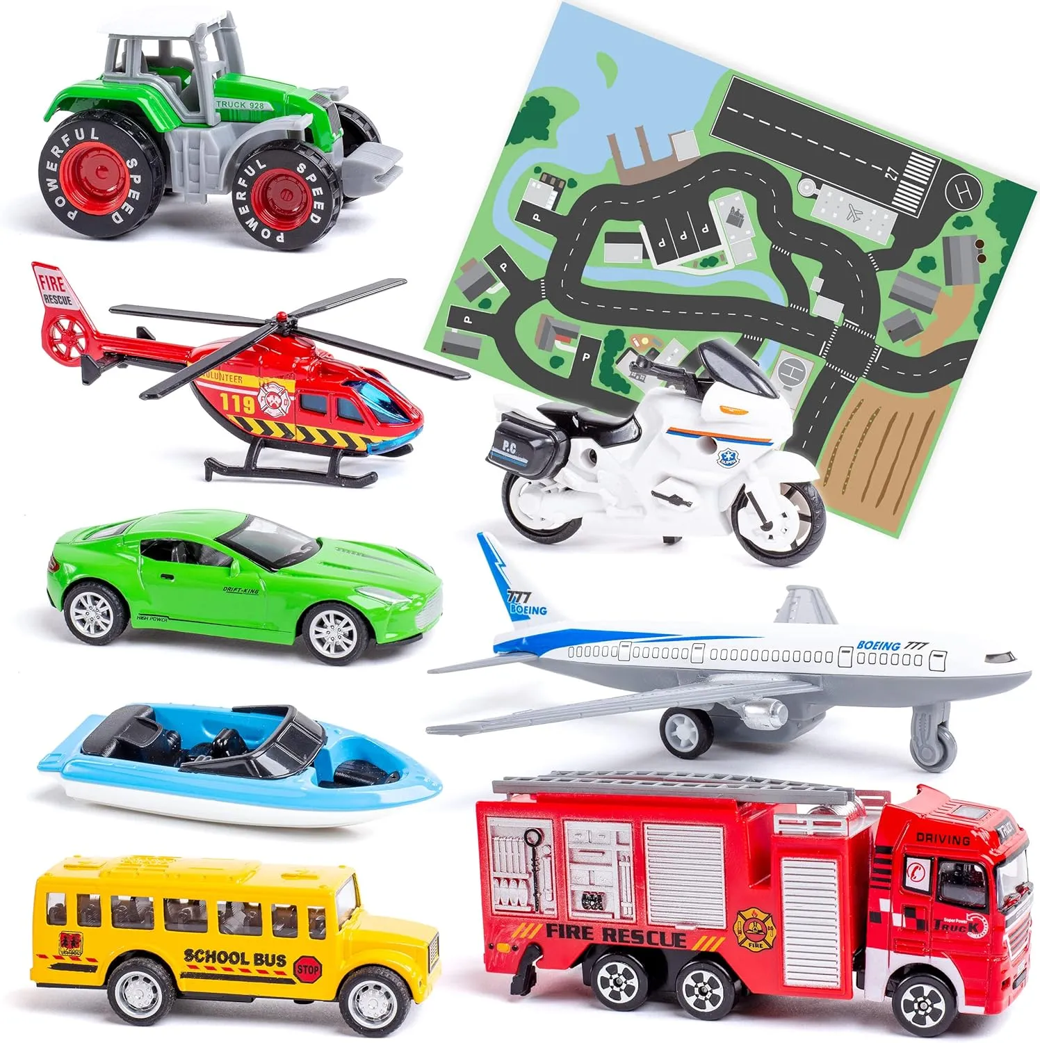 Learning Play Builder Toy Vehicles with Learn and Play map