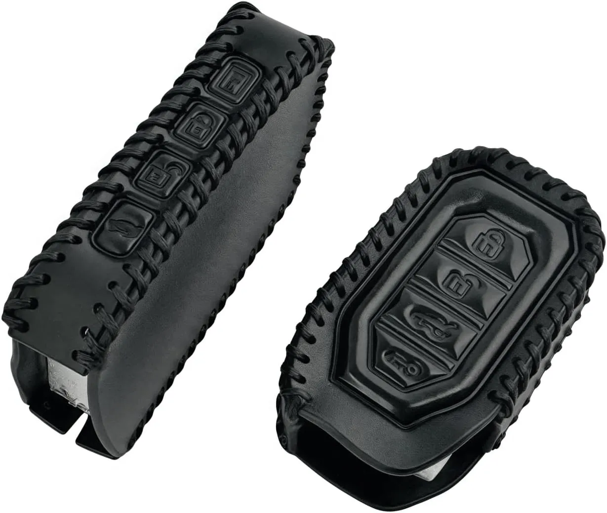 Leather Case Key Fob Compatible with Compustar Remote Cover Prime Q9 / G15 RF-2WQ9-FM / RF-P1WG15-FM (2WQ9 P1WG15)
