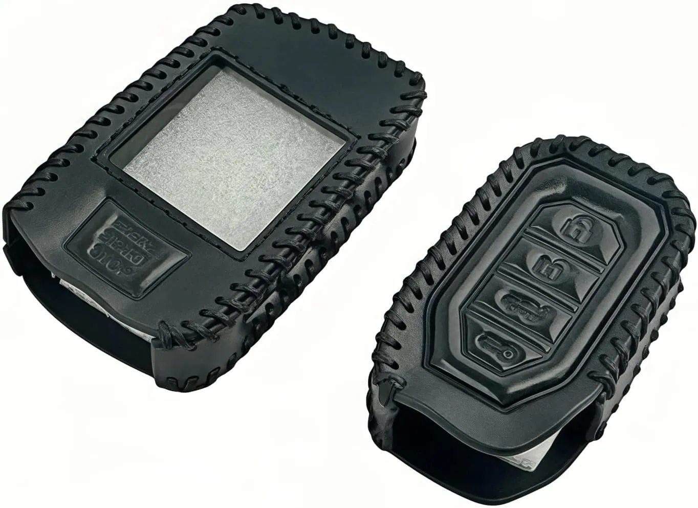 Leather Case Key Fob Compatible with Compustar Remote Cover Prime Q9 / G15 RF-2WQ9-FM / RF-P1WG15-FM (2WQ9 P1WG15)