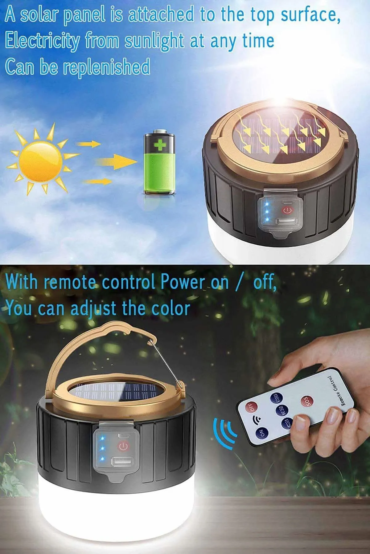 LED USB Rechargeable Solar Camping Light