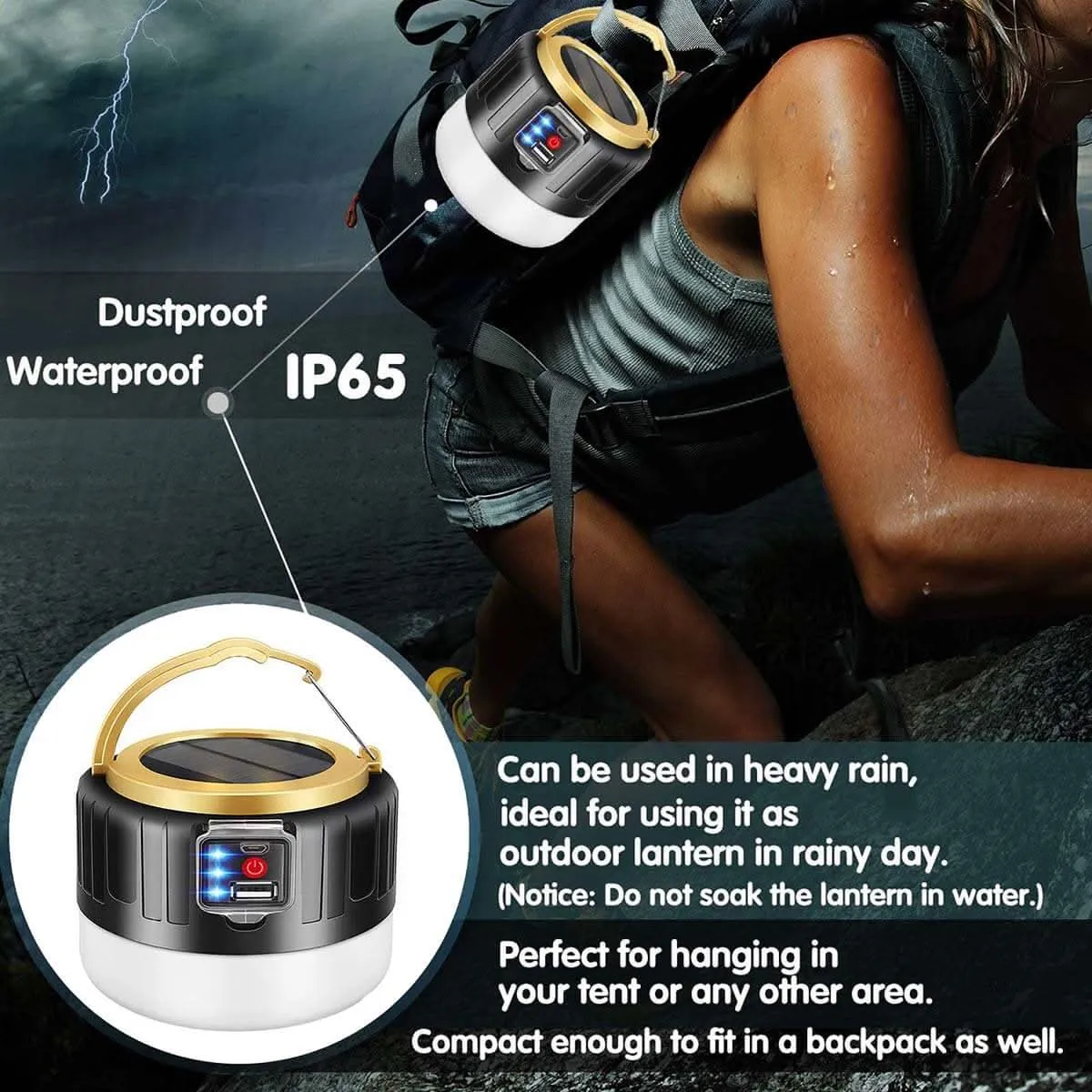 LED USB Rechargeable Solar Camping Light