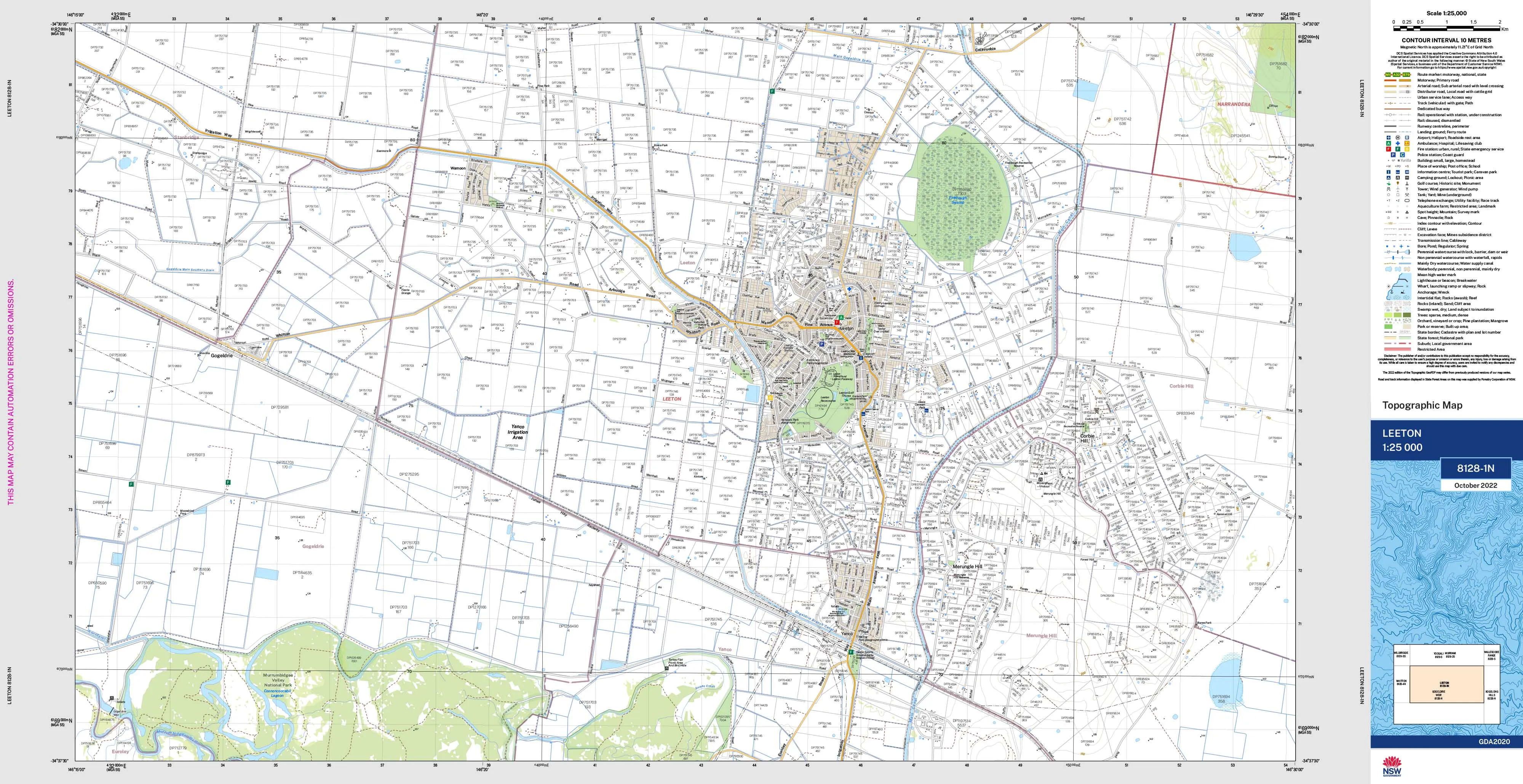 Leeton 8128-1N Topographic Map 1:25k