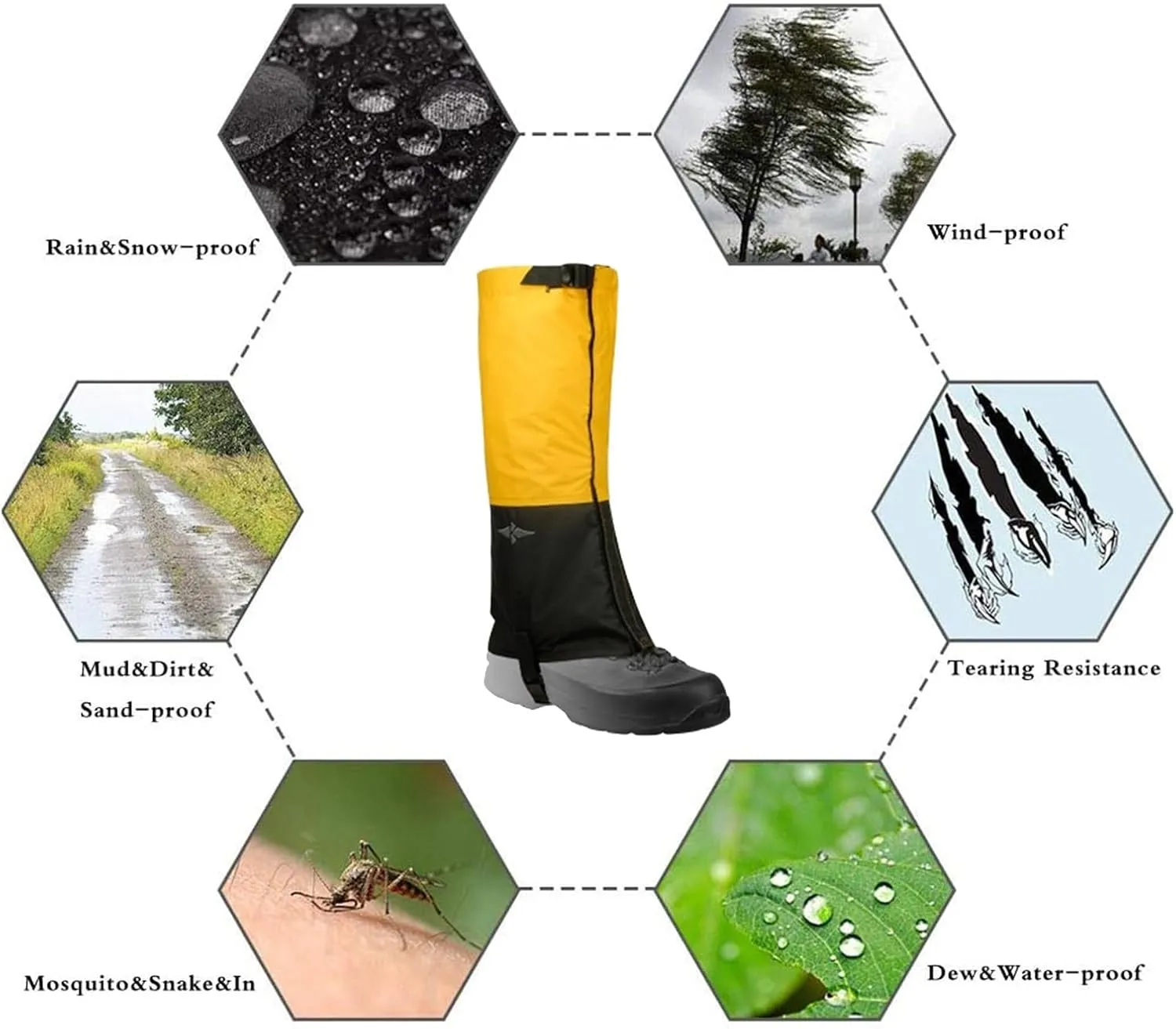 Leg Gaiters for Hiking Waterproof, Adjustable and Durable Leg Leggings Sand and Insect Proofing for Men and Women Walking Hunting Climbing Snowshoeing