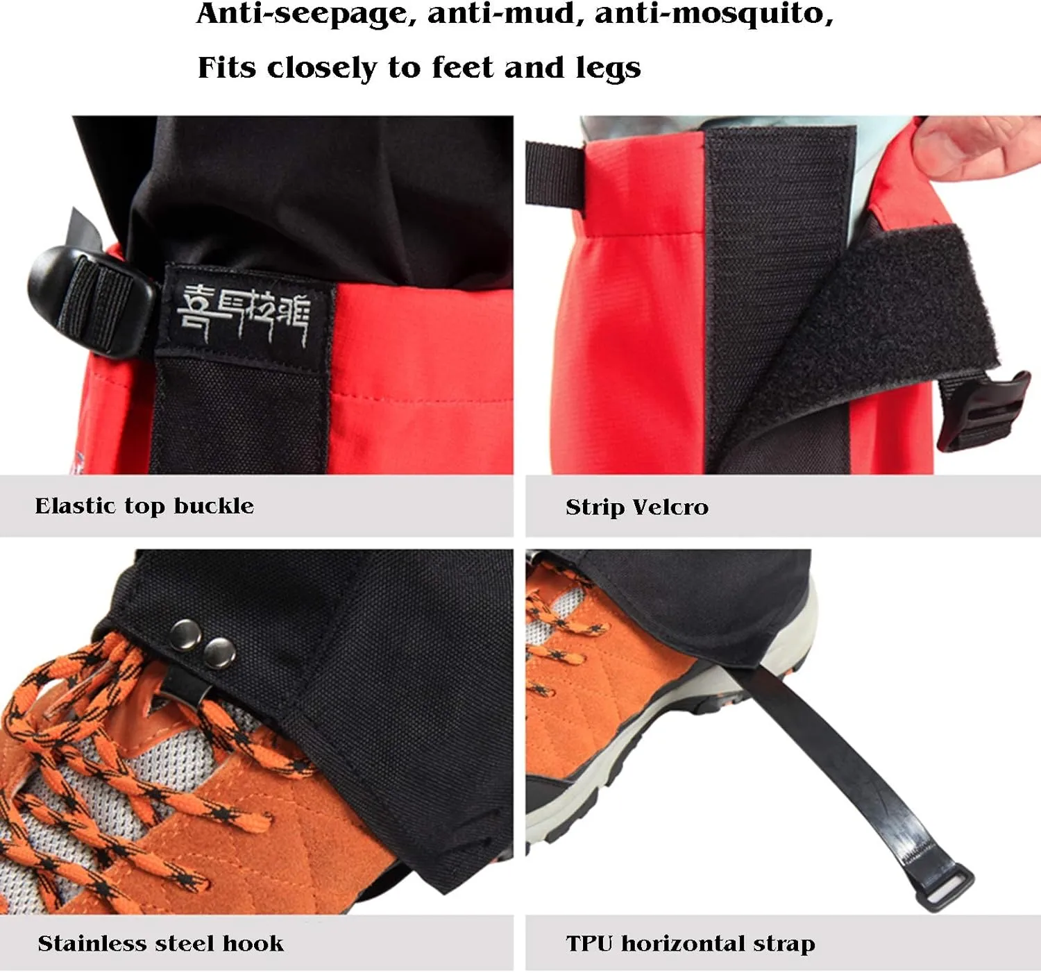 Leg Gaiters, Hiking Leggings Waterproof Warmth Adjustable Snow Boot Covers for Outdoor Walking Climbing Hunting Skiing，1 Pairs
