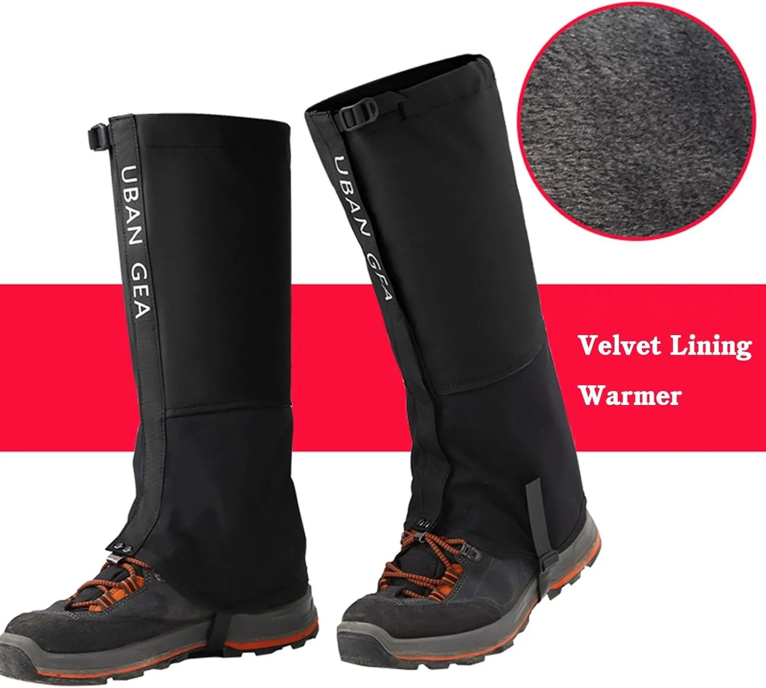 Leg Gaiters,Waterproof Hiking Leggings Thick Warm Shoe Covers Adjustable Snow Boot Covers for Outdoor Walking Climbing Hunting Skiing