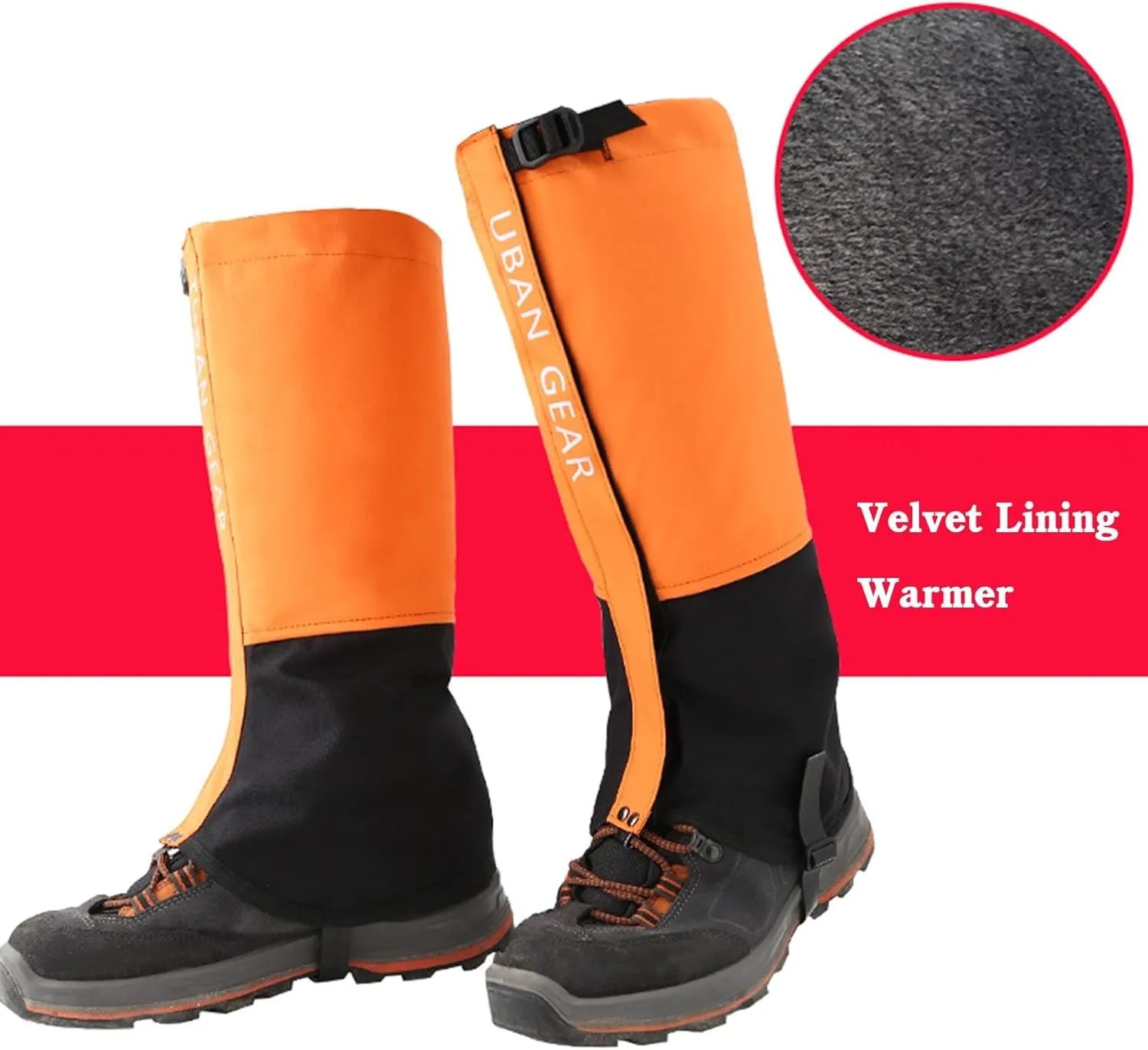 Leg Gaiters,Waterproof Hiking Leggings Thick Warm Shoe Covers Adjustable Snow Boot Covers for Outdoor Walking Climbing Hunting Skiing
