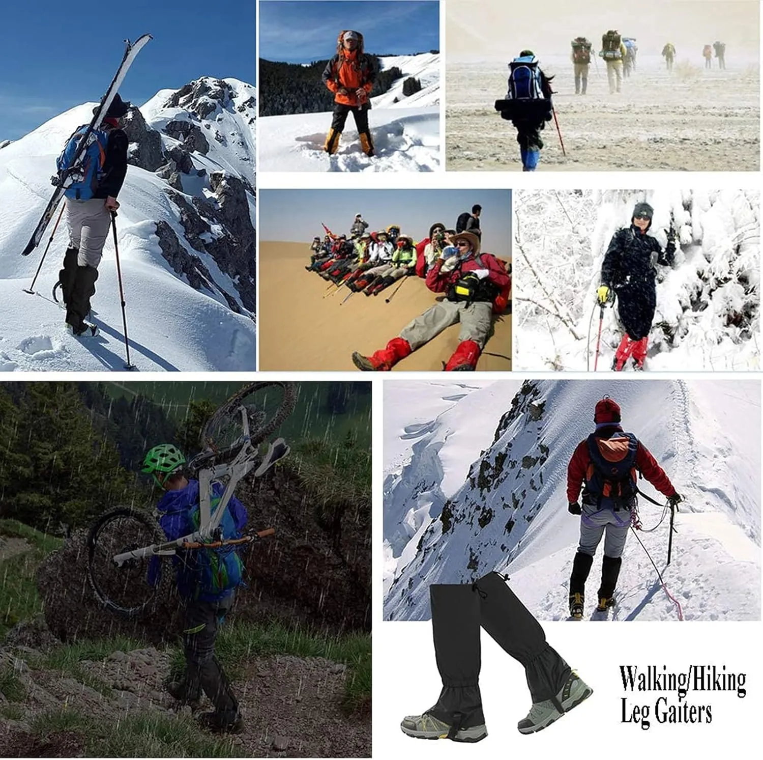 Leg Snow Gaiters Adjustable Snow Boot Covers Waterproof Leg Leggings Portable Leg Cover Protect Anti-Tear Breathable Boot Guardian，1 Pairs