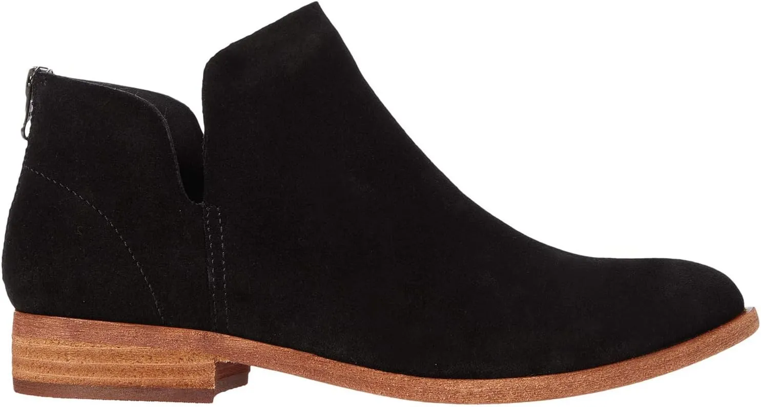 LEHOOR Low Chunky Heel Western Ankle Boots for Women Round Closed Toe V Cut Cowboy Booties Back Zipper 1 inch Stacked Heel Dress Short Boots Cut-Out Casual Classic Office Winter 4-11 M US