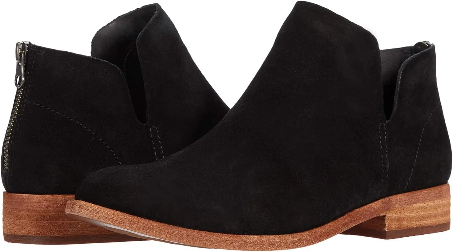 LEHOOR Low Chunky Heel Western Ankle Boots for Women Round Closed Toe V Cut Cowboy Booties Back Zipper 1 inch Stacked Heel Dress Short Boots Cut-Out Casual Classic Office Winter 4-11 M US