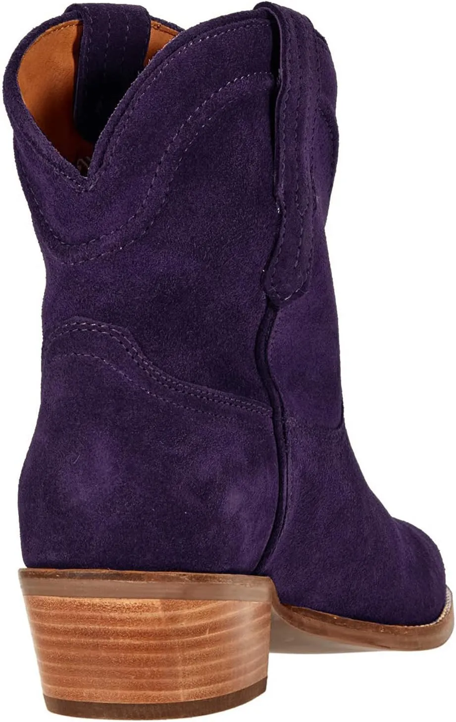 LEHOOR Women Cowboy Western Ankle Boots Pointed toe Low Stacked Heel Cowgirl Booties V Cut Retro Slouch 2 Inch Chunky Block Heel Slip On Short Dress Boots Wide Calf Casual Winter 4-11 M US