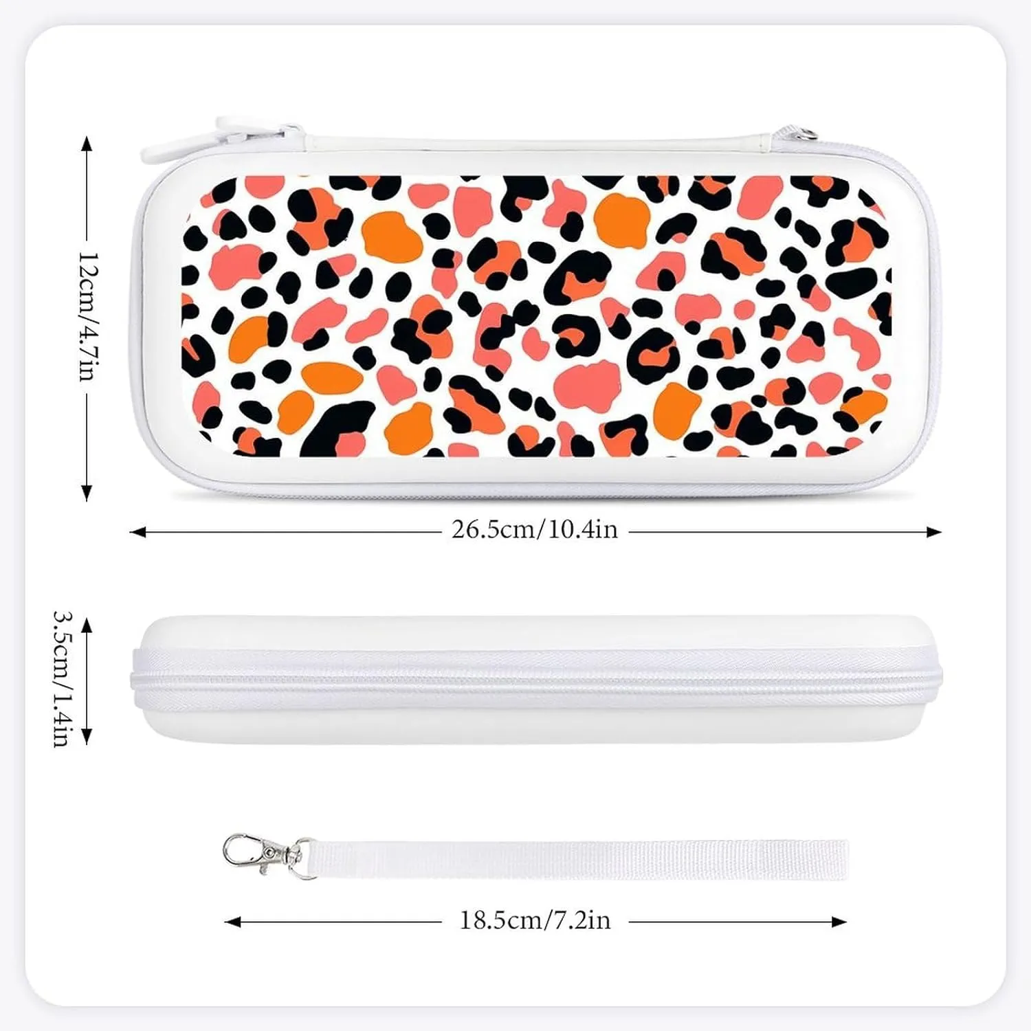 Leopard Pattern Colorful Compatible with Switch Carrying Case Hard Travel Game Bag Pouch with 15 Games Accessories