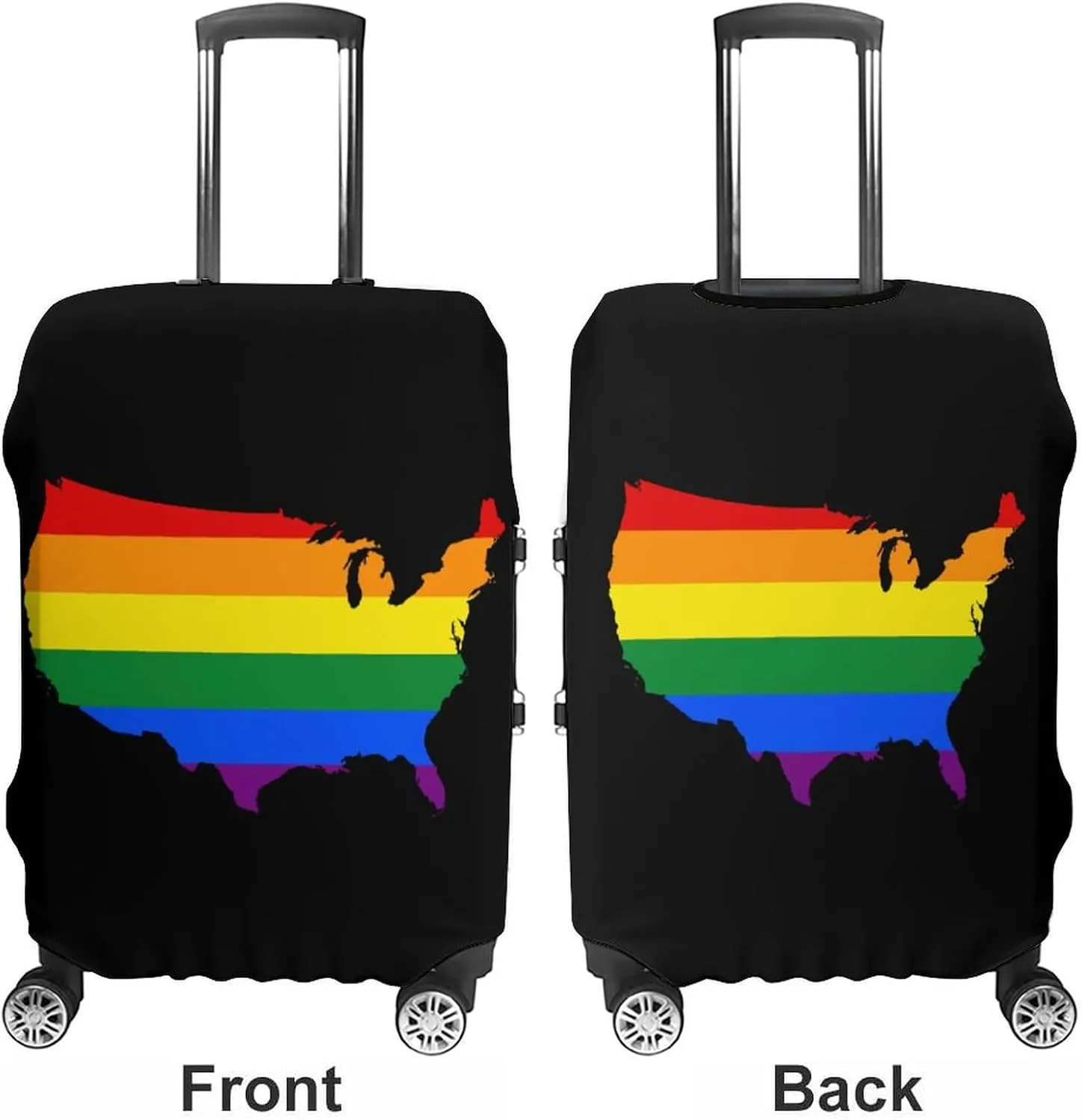 LGBT U.S. Flag Map Luggage Case Cover Travel Protector Washable Suitcase Covers Fit 19-32 Inch Luggage