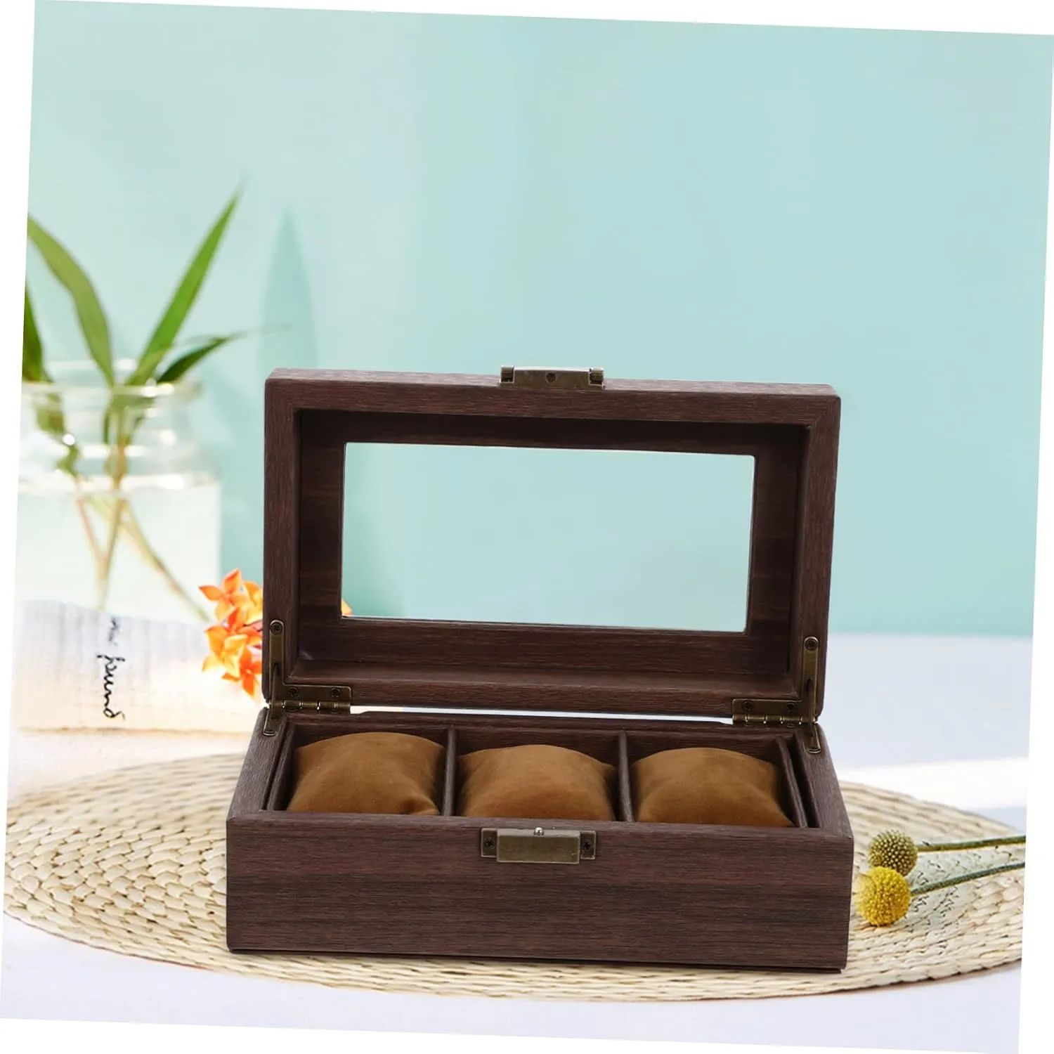 LIFKOME Retro Box for Men Large Display Case Jewelry Organizer Pocket Watch Display Case