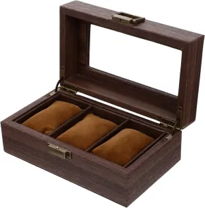 LIFKOME Retro Box for Men Large Display Case Jewelry Organizer Pocket Watch Display Case