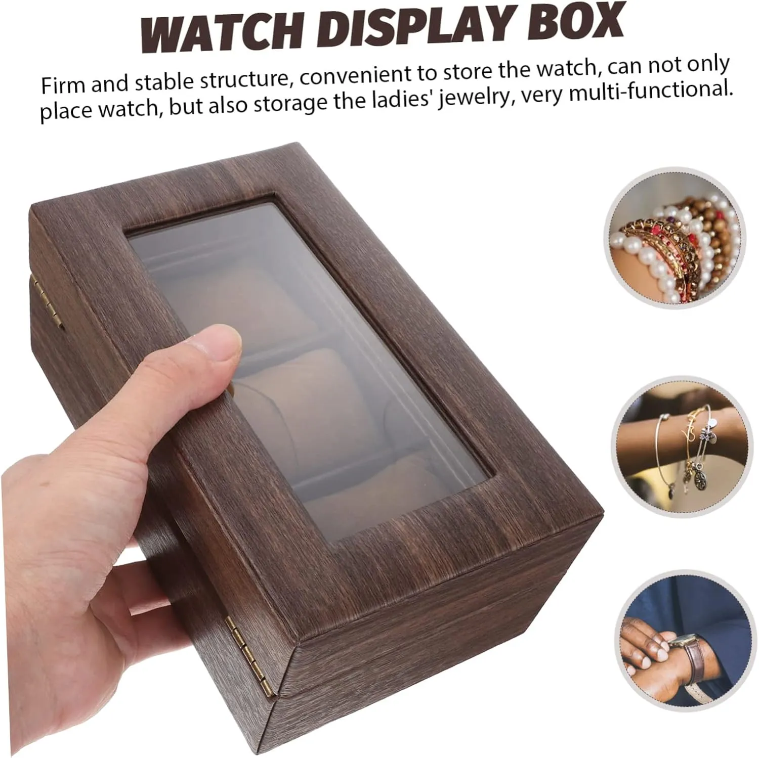 LIFKOME Retro Box for Men Large Display Case Jewelry Organizer Pocket Watch Display Case