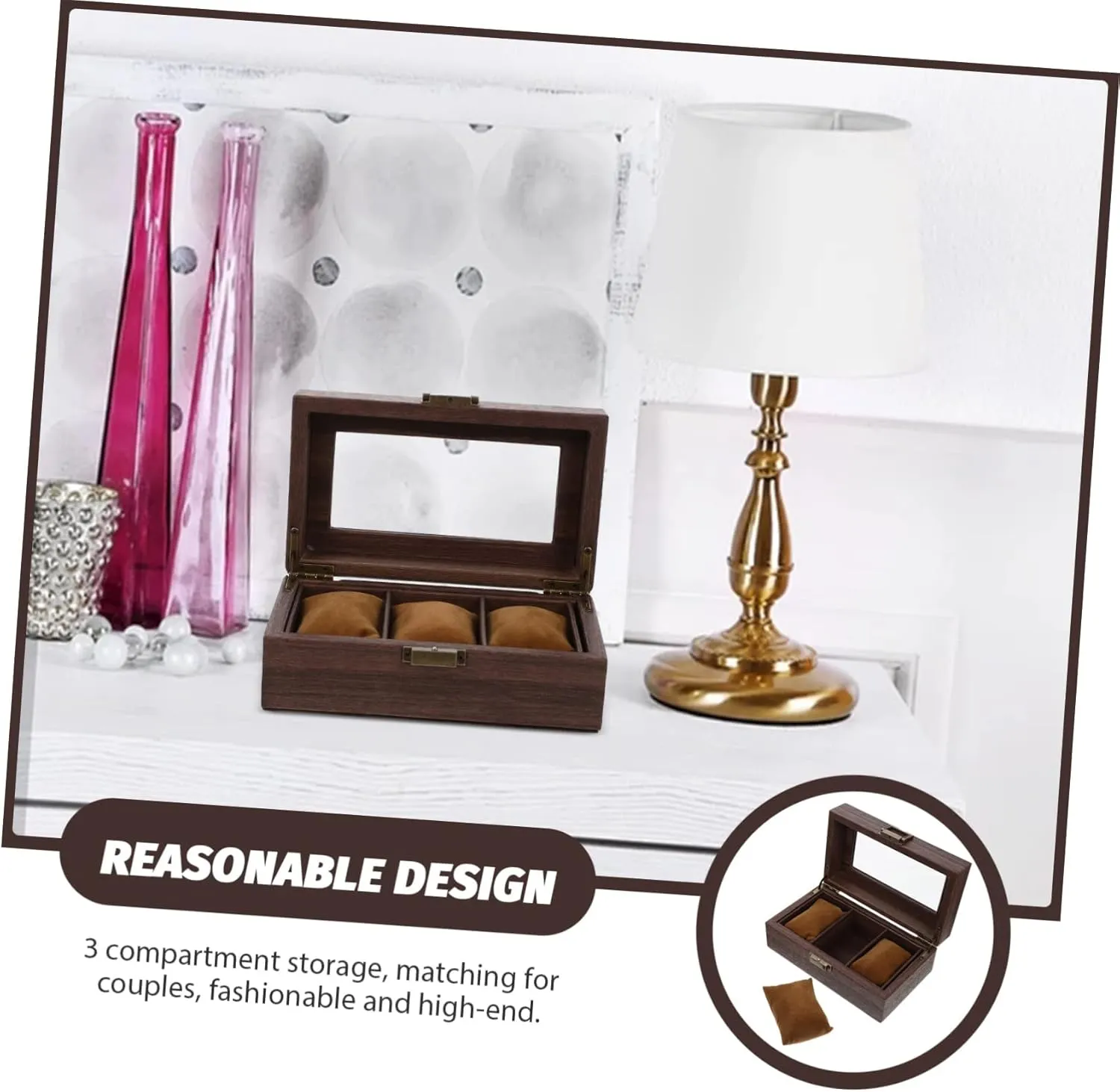 LIFKOME Retro Box for Men Large Display Case Jewelry Organizer Pocket Watch Display Case