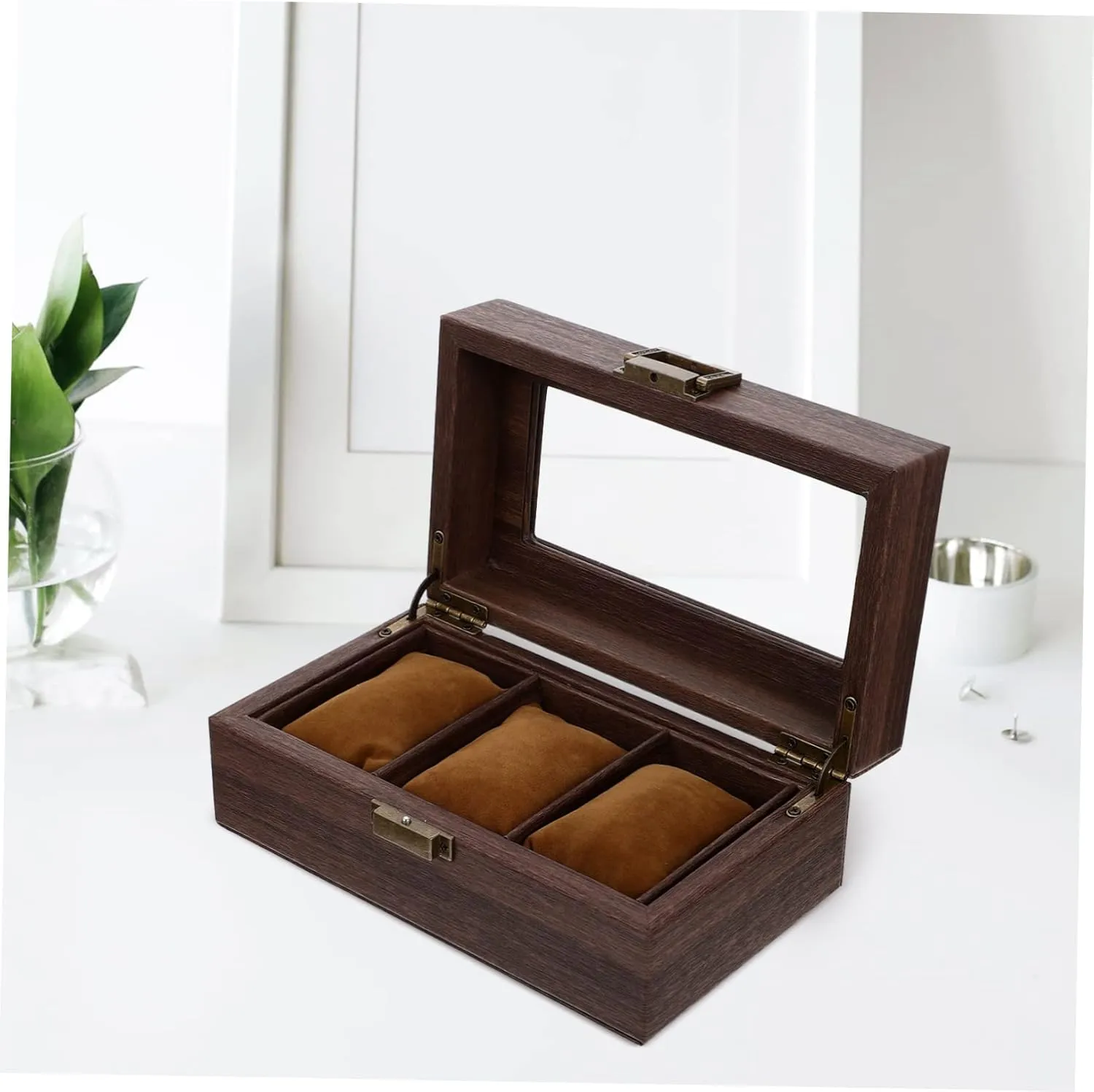 LIFKOME Retro Box for Men Large Display Case Jewelry Organizer Pocket Watch Display Case