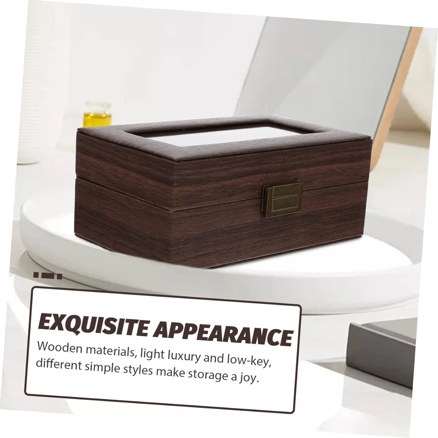 LIFKOME Retro Box for Men Large Display Case Jewelry Organizer Pocket Watch Display Case