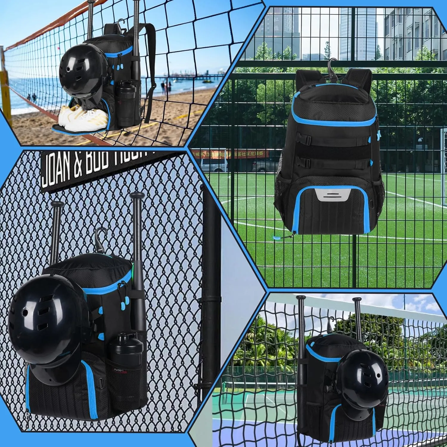 Lightweight Baseball Bat Backpack with Shoe Compartment, Softball Gift for Women with Fence Hook & Batting Glove, Helmet | Multiple Colors