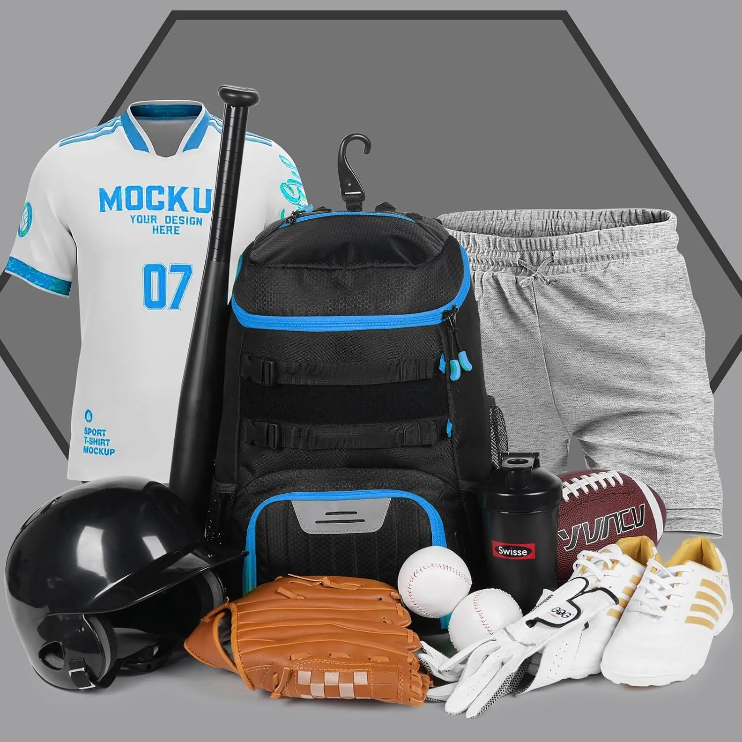 Lightweight Baseball Bat Backpack with Shoe Compartment, Softball Gift for Women with Fence Hook & Batting Glove, Helmet | Multiple Colors