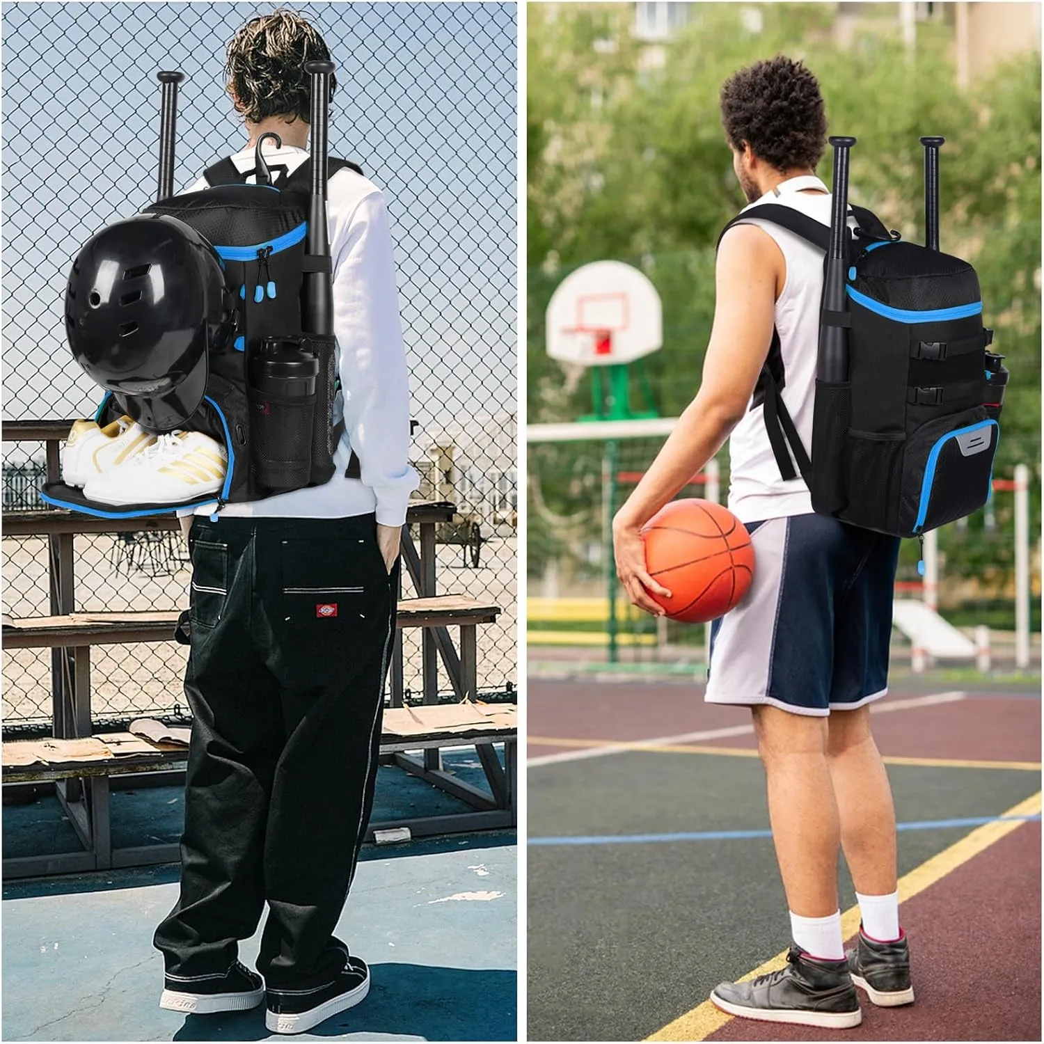 Lightweight Baseball Bat Backpack with Shoe Compartment, Softball Gift for Women with Fence Hook & Batting Glove, Helmet | Multiple Colors