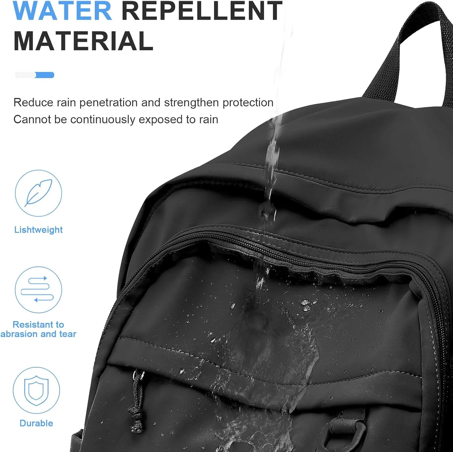 Lightweight Black College Backpack for Women Men Cute School Bag for Teens Girls Boys High School Backpack for Students Waterproof Casual Daypack Backpack