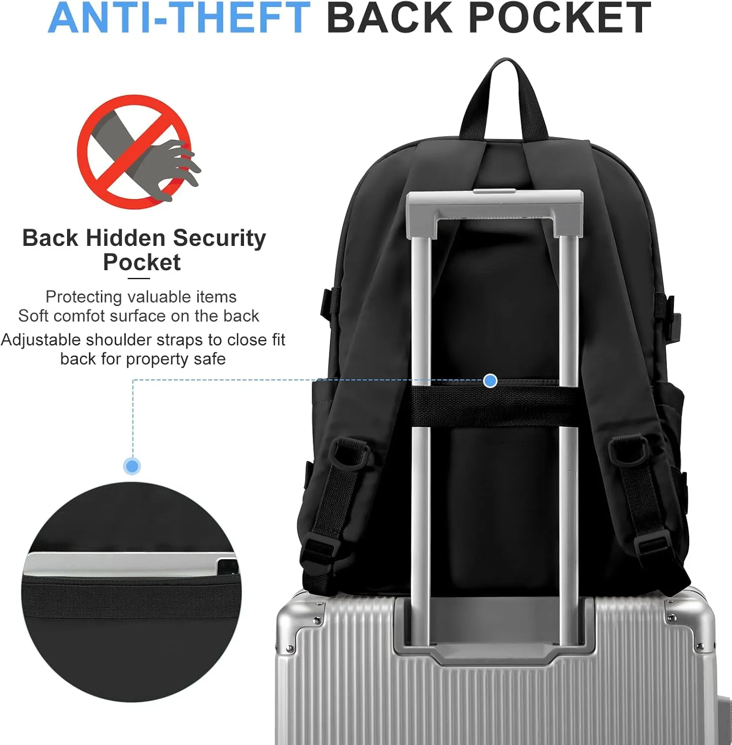 Lightweight Black College Backpack for Women Men Cute School Bag for Teens Girls Boys High School Backpack for Students Waterproof Casual Daypack Backpack