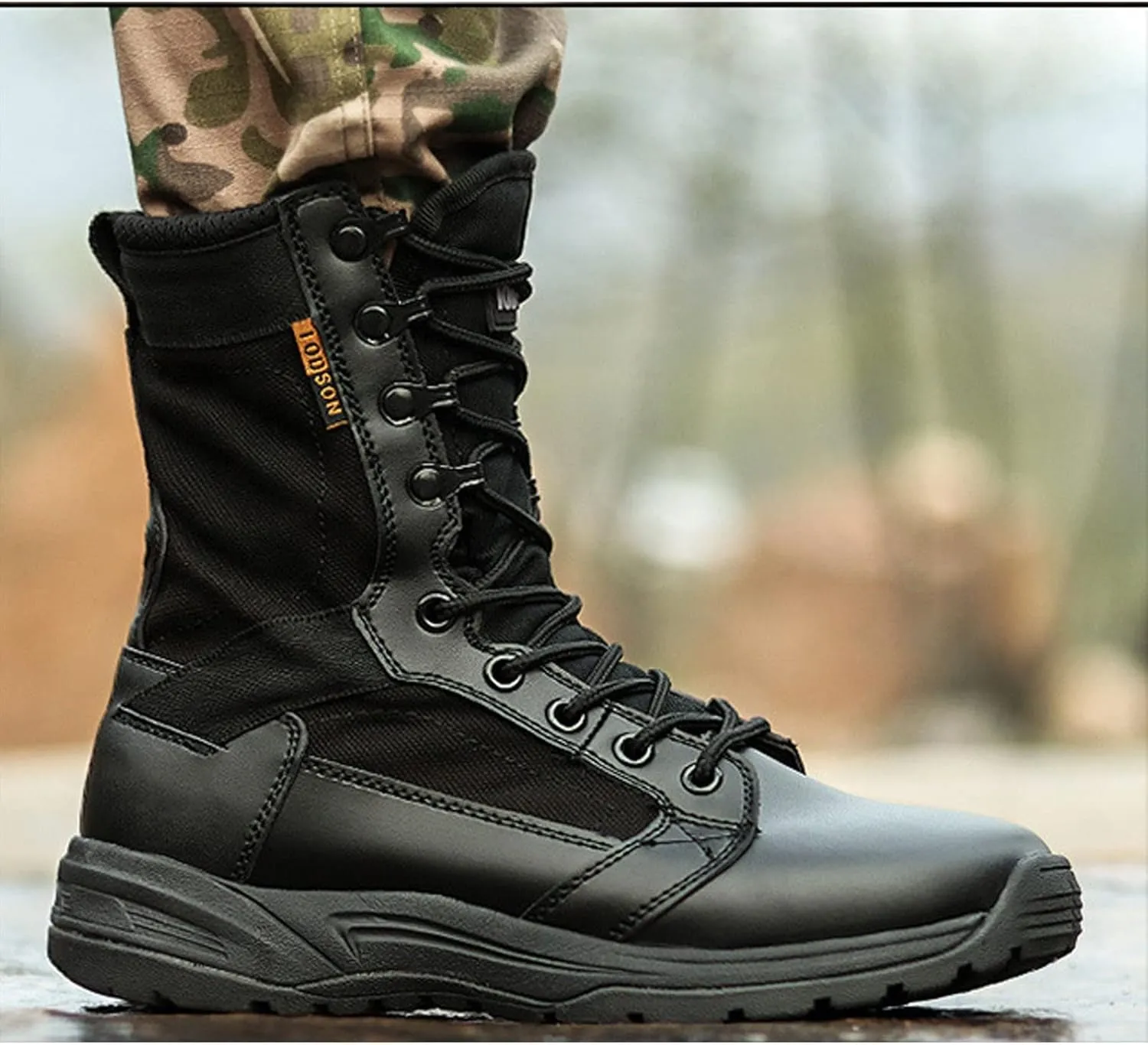 Lightweight Combat Military Boots for Men, Summer Breathable Wear-resistant Non-slip High-top Tactical Desert Boots, for Outdoor Mountaineering Hiking Shoes