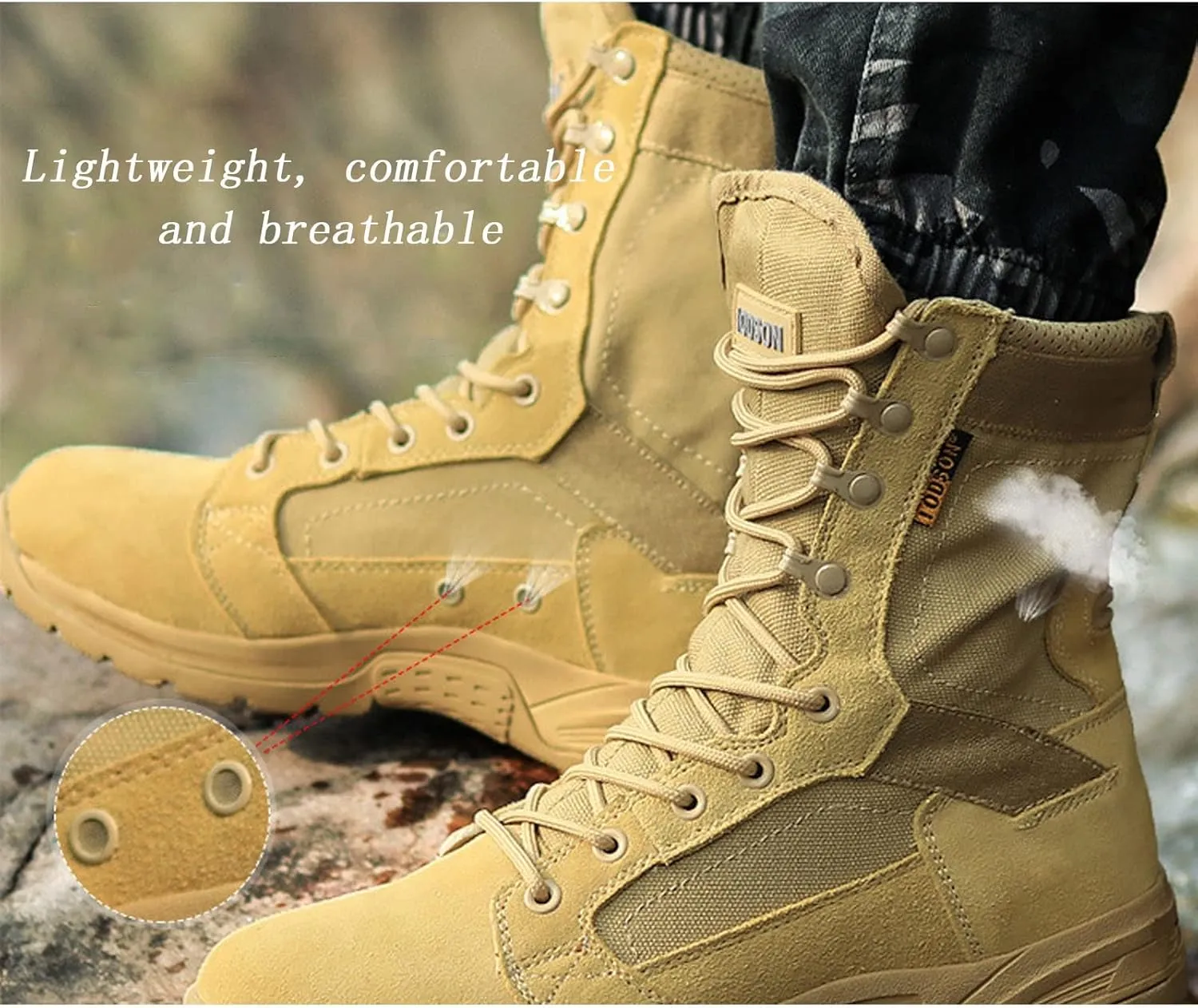 Lightweight Combat Military Boots for Men, Summer Breathable Wear-resistant Non-slip High-top Tactical Desert Boots, for Outdoor Mountaineering Hiking Shoes