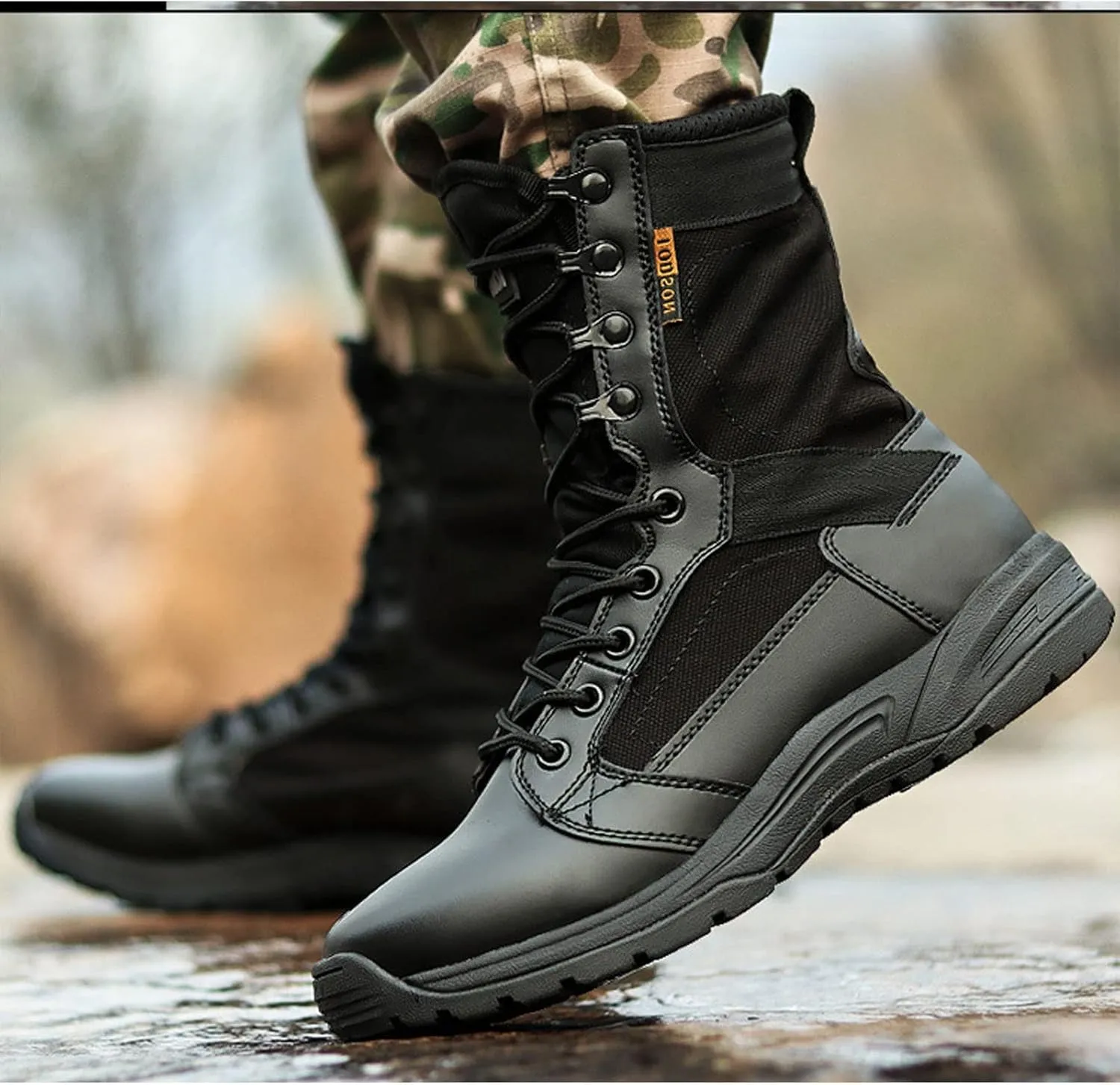 Lightweight Combat Military Boots for Men, Summer Breathable Wear-resistant Non-slip High-top Tactical Desert Boots, for Outdoor Mountaineering Hiking Shoes