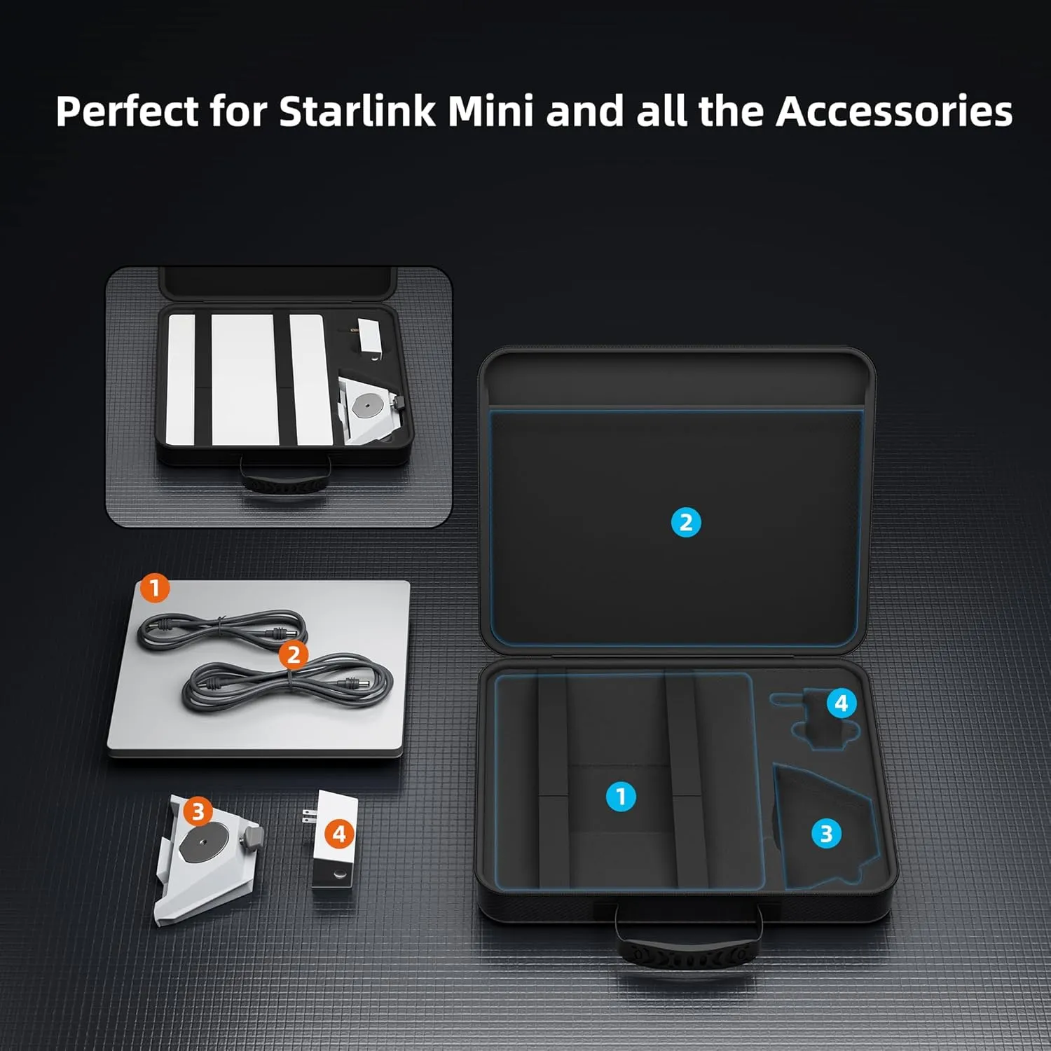 Lightweight Starlink Mini Travel Case Ultra Slim Black Star Link Hard Bag of Starlink Mini Accessories Waterproof