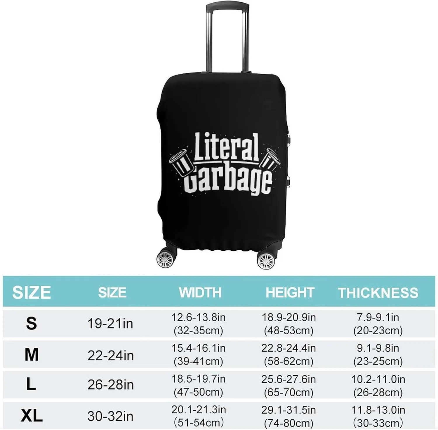 Literal Garbage Luggage Protector Suitcase Cover Anti-Scratch Washable Fit 18-32 Inch Travel Luggage