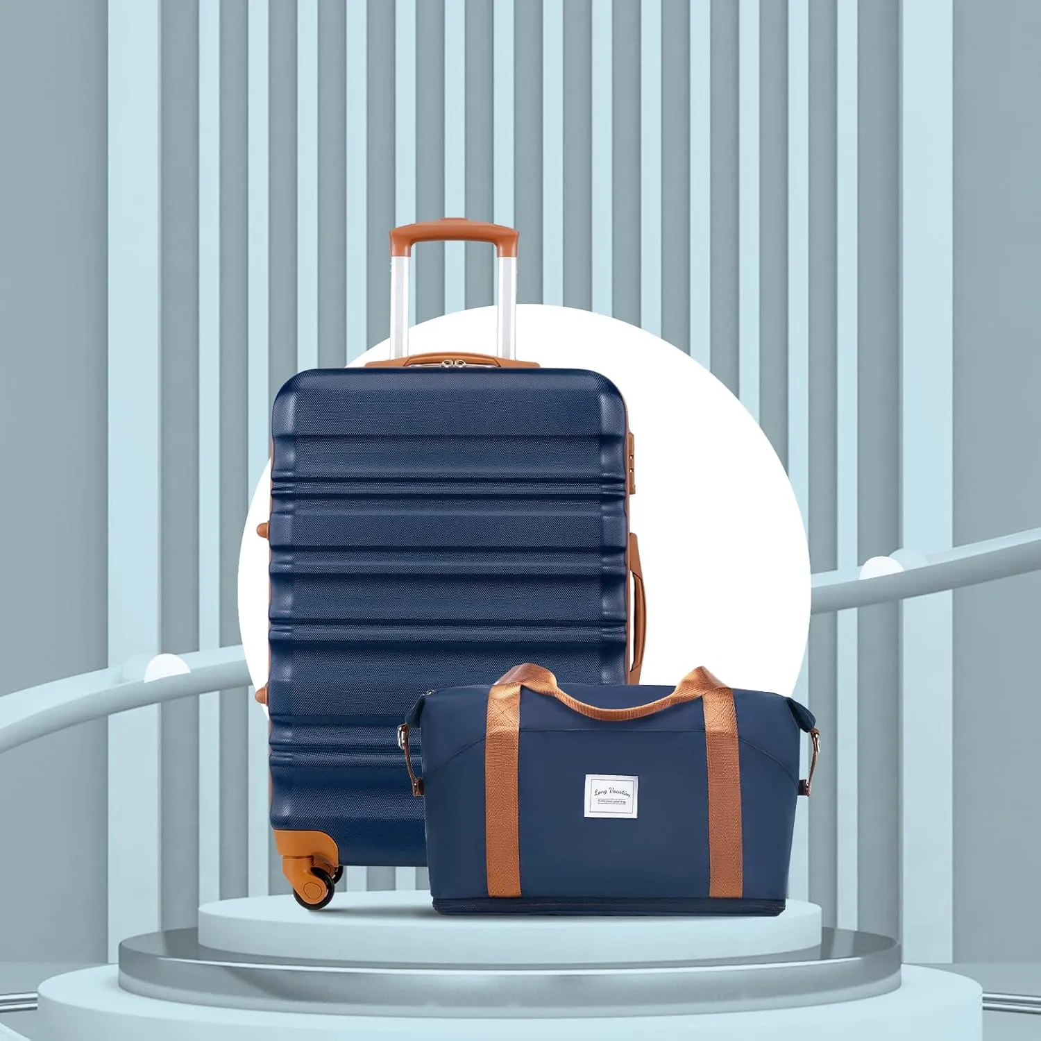 LONG VACATION Luggage Set 6 Piece Luggage ABS hardshell TSA Lock Spinner Wheels Luggage Carry on Suitcase (NAVY, 6 piece set)