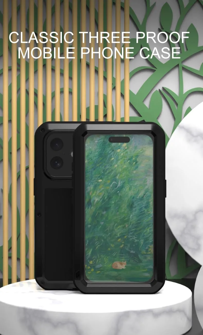 LOVE MEI for iPhone 16 Metal Case, Outdoor Heavy Duty Rugged Full Body Protection Case Military Armor Bumper Aluminum Metal Dust/Shockproof Case with Tempered Glass for iPhone 16 (Black)