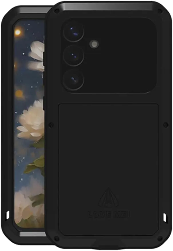 LOVE MEI for Samsung Galaxy S25 /S25 Plus Case, Outdoor Heavy Duty Rugged Full Body Protection Case Military Bumper Aluminum Metal Shockproof Cover with Tempered Glass for Galaxy S25 Plus (Black)