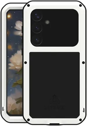 LOVE MEI for Samsung Galaxy S25 /S25 Plus Case, Outdoor Heavy Duty Rugged Full Body Protection Case Military Bumper Aluminum Metal Shockproof Cover with Tempered Glass for Galaxy S25 Plus (White)