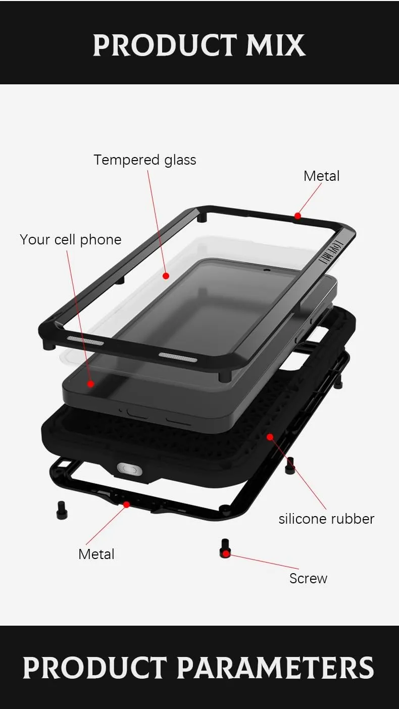 LOVE MEI for Samsung Galaxy S25 /S25 Plus Case, Outdoor Heavy Duty Rugged Full Body Protection Case Military Bumper Aluminum Metal Shockproof Cover with Tempered Glass for Galaxy S25 Plus (White)