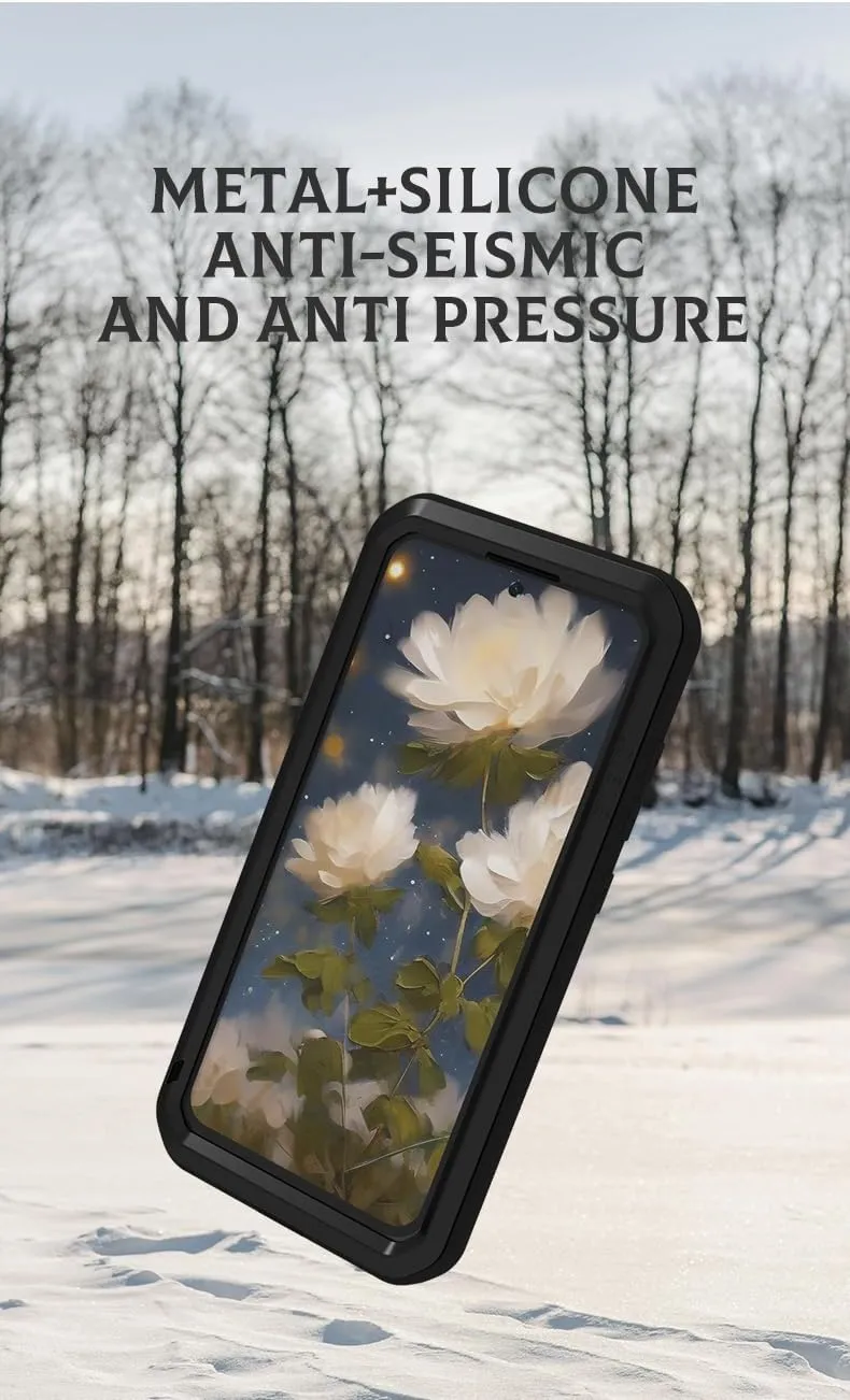 LOVE MEI for Samsung Galaxy S25 /S25 Plus Case, Outdoor Heavy Duty Rugged Full Body Protection Case Military Bumper Aluminum Metal Shockproof Cover with Tempered Glass for Galaxy S25 Plus (White)