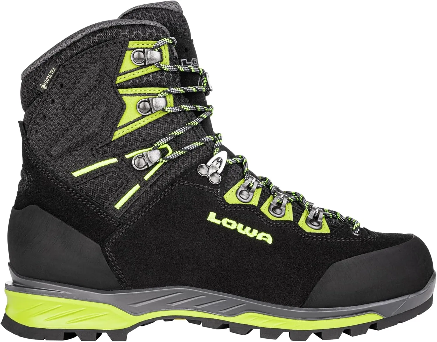LOWA Mens Ticam Evo GTX Suede Black Lime Boots 10.5 US