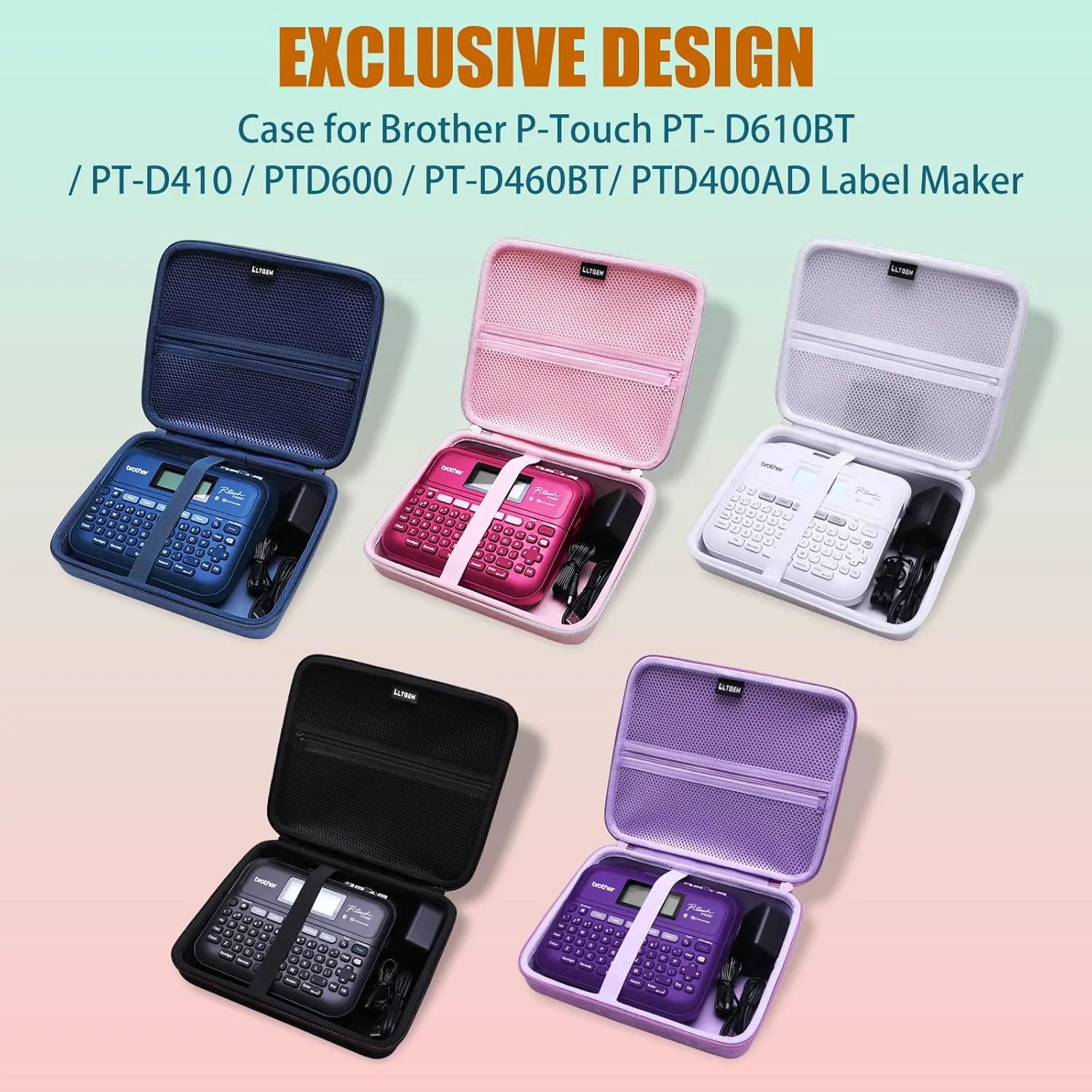 LTGEM Case Compatible with Brother P-Touch PT- D610BT / PT-D410 / PT-D460BT / PTD600 / PTD400AD Label Maker, Purple